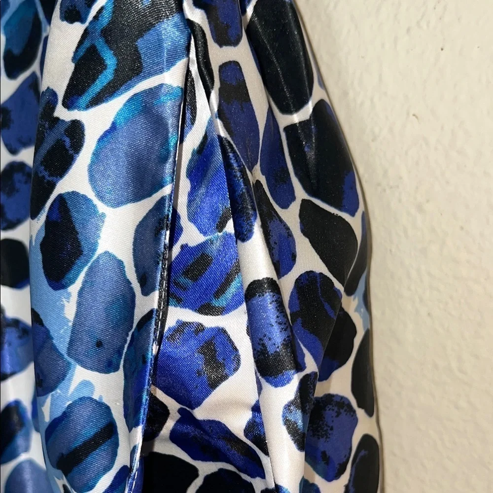 Ashley Stewart Vibrant Blue and Black Patterned Skater Skirt